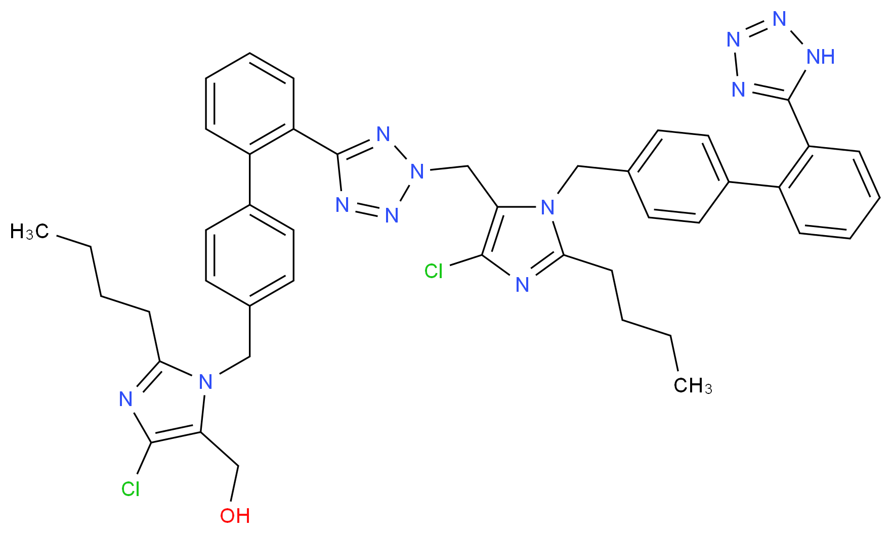 N2-Losartanyl-losartan (Losartan Impurity)_分子结构_CAS_230971-72-9)