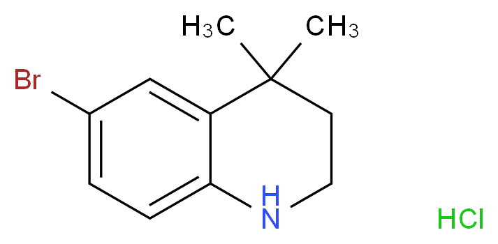 6-bromo-4,4-dimethyl-1,2,3,4-tetrahydroquinoline hydrochloride_分子结构_CAS_135631-91-3