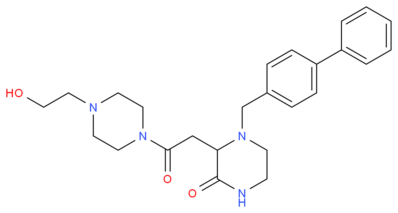 4-(4-biphenylylmethyl)-3-{2-[4-(2-hydroxyethyl)-1-piperazinyl]-2-oxoethyl}-2-piperazinone_分子结构_CAS_)