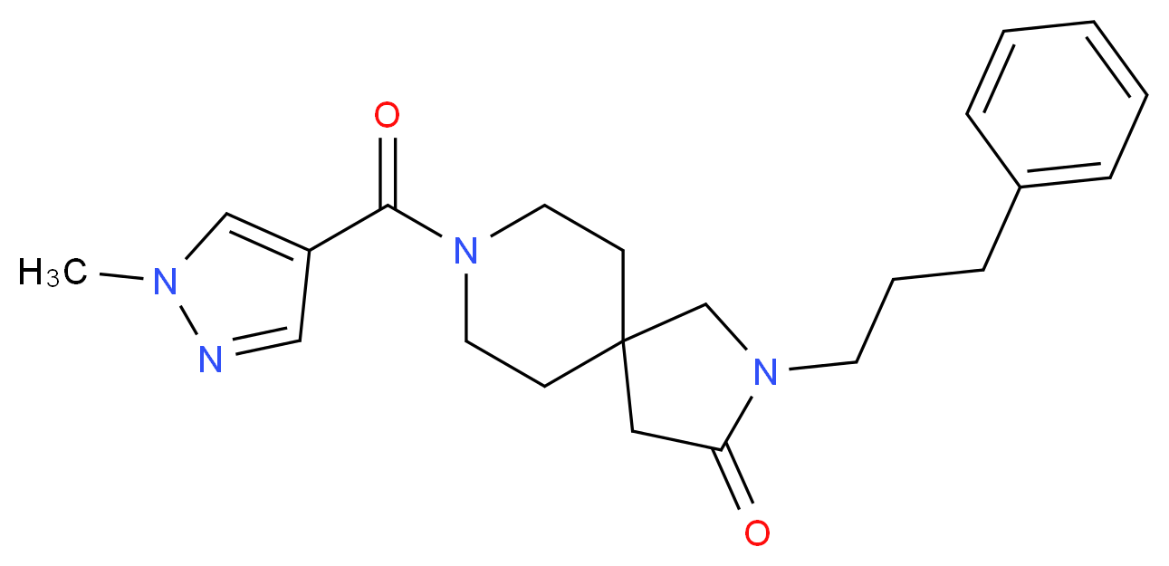 8-[(1-methyl-1H-pyrazol-4-yl)carbonyl]-2-(3-phenylpropyl)-2,8-diazaspiro[4.5]decan-3-one_分子结构_CAS_)