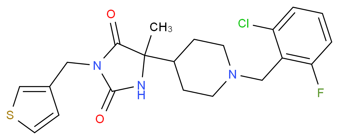 5-[1-(2-chloro-6-fluorobenzyl)-4-piperidinyl]-5-methyl-3-(3-thienylmethyl)-2,4-imidazolidinedione_分子结构_CAS_)