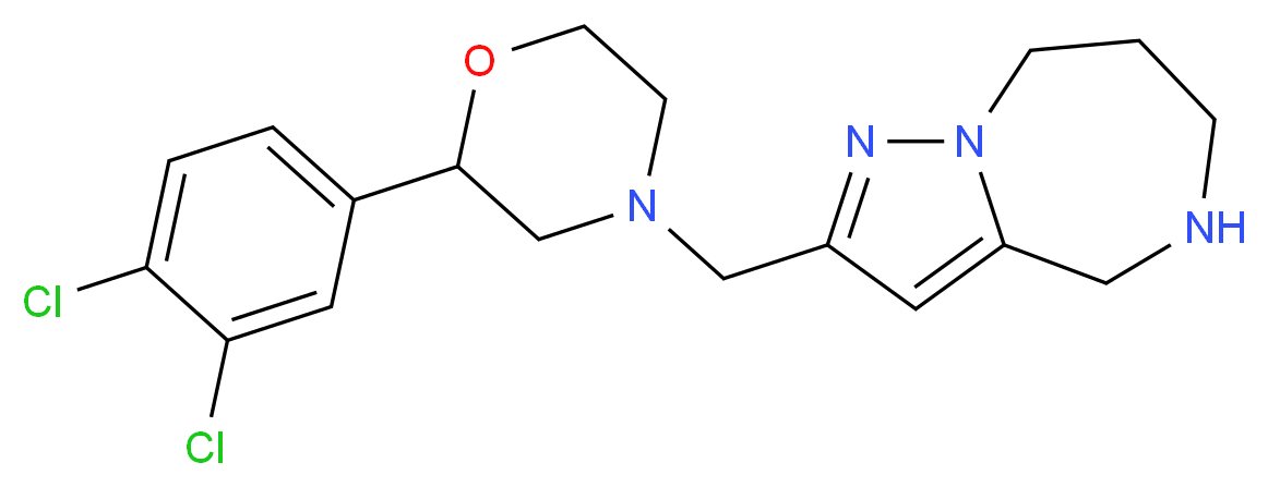 2-{[2-(3,4-dichlorophenyl)-4-morpholinyl]methyl}-5,6,7,8-tetrahydro-4H-pyrazolo[1,5-a][1,4]diazepine_分子结构_CAS_)