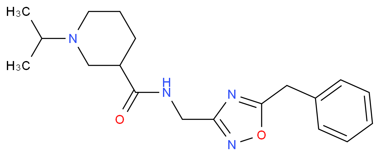 N-[(5-benzyl-1,2,4-oxadiazol-3-yl)methyl]-1-isopropyl-3-piperidinecarboxamide_分子结构_CAS_)