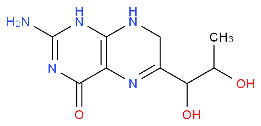 2-amino-6-(1,2-dihydroxypropyl)-1,4,7,8-tetrahydropteridin-4-one_分子结构_CAS_6779-87-9