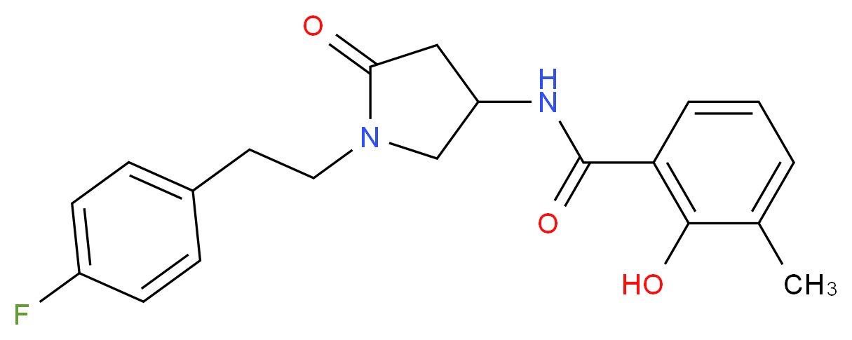 N-{1-[2-(4-fluorophenyl)ethyl]-5-oxopyrrolidin-3-yl}-2-hydroxy-3-methylbenzamide_分子结构_CAS_)