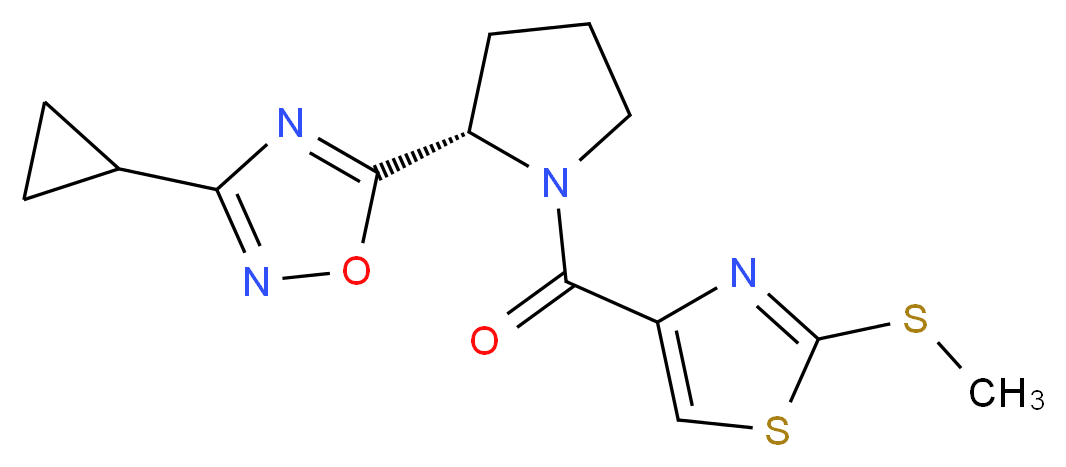 3-cyclopropyl-5-((2S)-1-{[2-(methylthio)-1,3-thiazol-4-yl]carbonyl}pyrrolidin-2-yl)-1,2,4-oxadiazole_分子结构_CAS_)