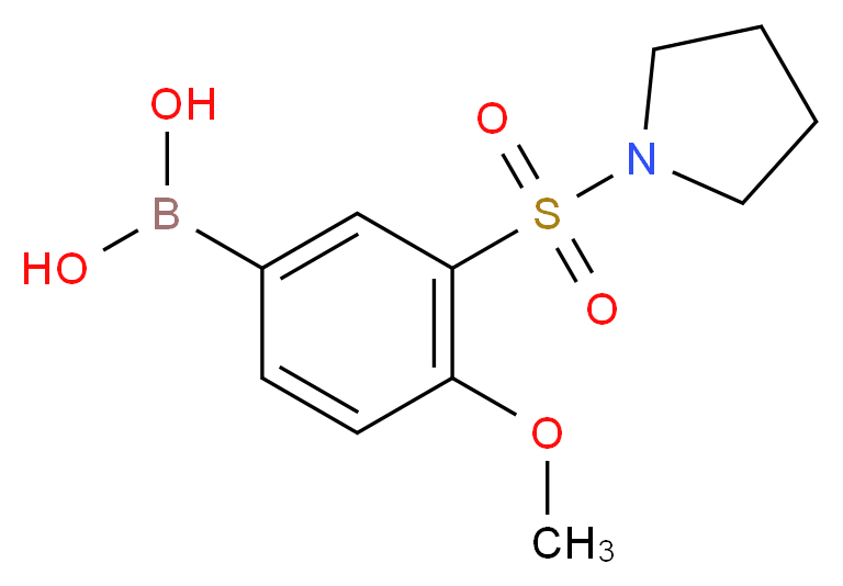 (4-Methoxy-3-(pyrrolidin-1-ylsulfonyl)phenyl)boronic acid_分子结构_CAS_874219-52-0)