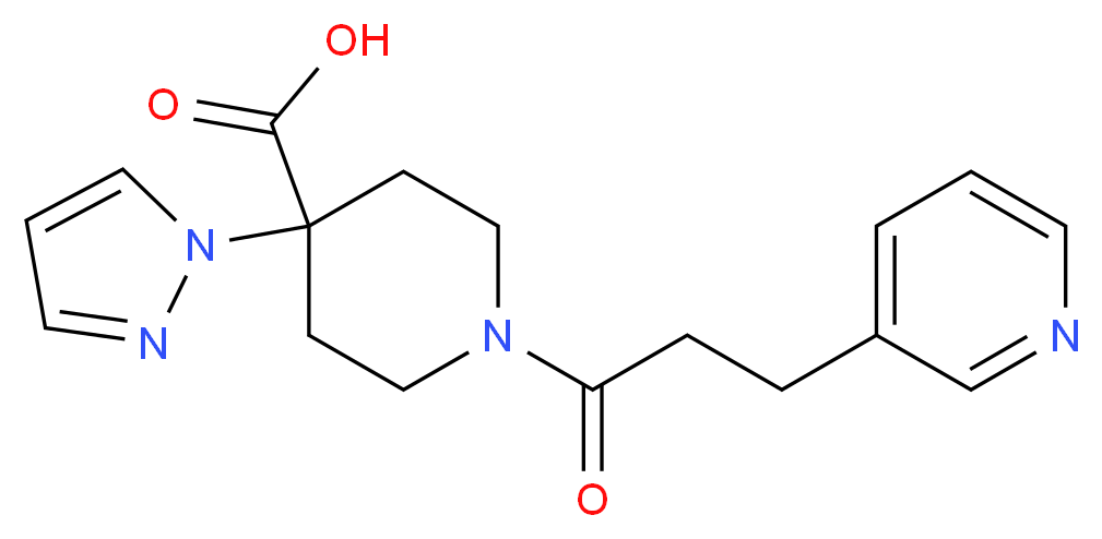 4-(1H-pyrazol-1-yl)-1-(3-pyridin-3-ylpropanoyl)piperidine-4-carboxylic acid_分子结构_CAS_)