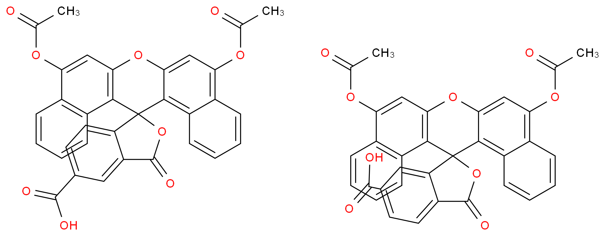 10',16'-bis(acetyloxy)-3-oxo-3H-13'-oxaspiro[2-benzofuran-1,2'-pentacyclo[12.8.0.0<sup>3</sup>,<sup>1</sup><sup>2</sup>.0<sup>4</sup>,<sup>9</sup>.0<sup>1</sup><sup>7</sup>,<sup>2</sup><sup>2</sup>]docosane]-1'(14'),3',5',7',9',11',15',17',19',21'-decaene-5-carboxylic acid; 10',16'-bis(acetyloxy)-3-oxo-3H-13'-oxaspiro[2-benzofuran-1,2'-pentacyclo[12.8.0.0<sup>3</sup>,<sup>1</sup><sup>2</sup>.0<sup>4</sup>,<sup>9</sup>.0<sup>1</sup><sup>7</sup>,<sup>2</sup><sup>2</sup>]docosane]-1'(14'),3',5',7',9',11',15',17',19',21'-decaene-6-carboxylic acid_分子结构_CAS_163831-68-3