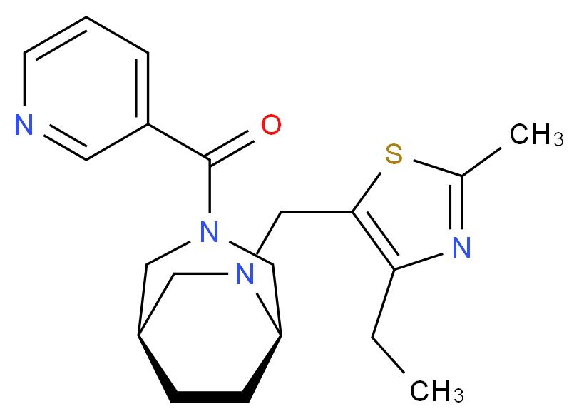 (1R*,5R*)-6-[(4-ethyl-2-methyl-1,3-thiazol-5-yl)methyl]-3-(3-pyridinylcarbonyl)-3,6-diazabicyclo[3.2.2]nonane_分子结构_CAS_)
