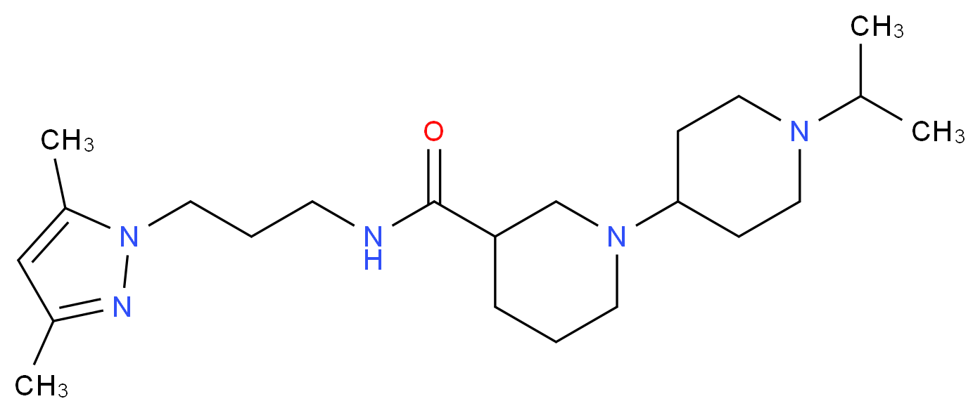 N-[3-(3,5-dimethyl-1H-pyrazol-1-yl)propyl]-1'-isopropyl-1,4'-bipiperidine-3-carboxamide_分子结构_CAS_)