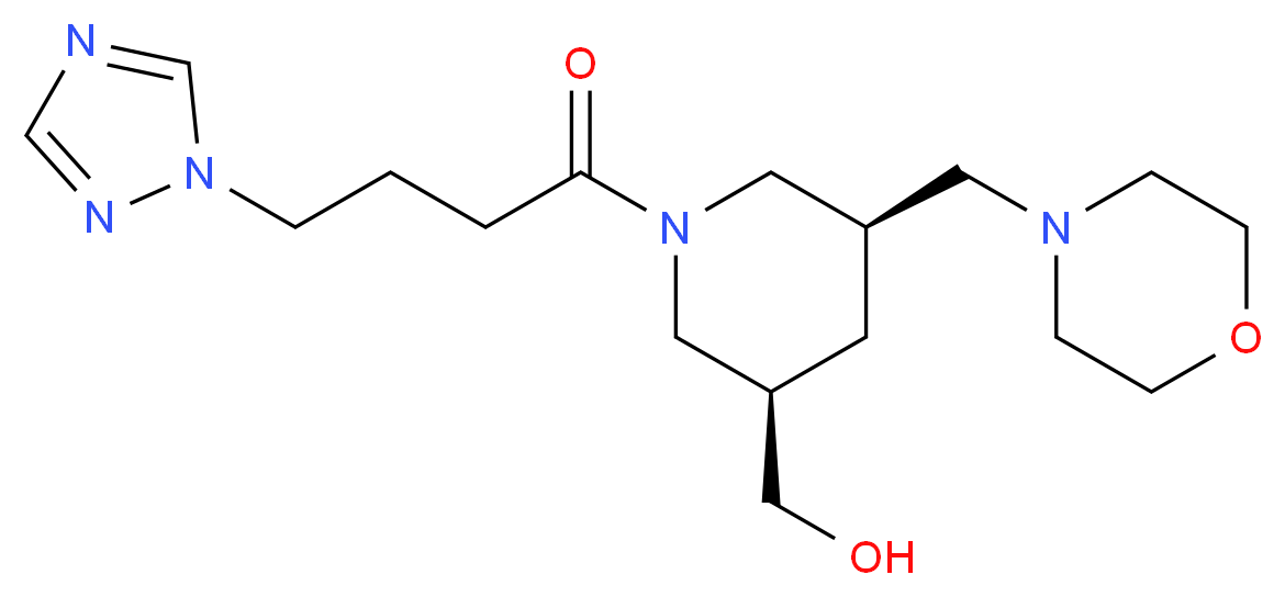 {(3R*,5R*)-5-(4-morpholinylmethyl)-1-[4-(1H-1,2,4-triazol-1-yl)butanoyl]-3-piperidinyl}methanol_分子结构_CAS_)