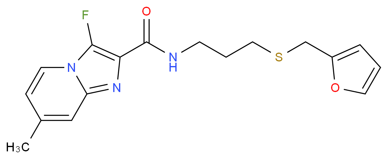3-fluoro-N-{3-[(2-furylmethyl)thio]propyl}-7-methylimidazo[1,2-a]pyridine-2-carboxamide_分子结构_CAS_)