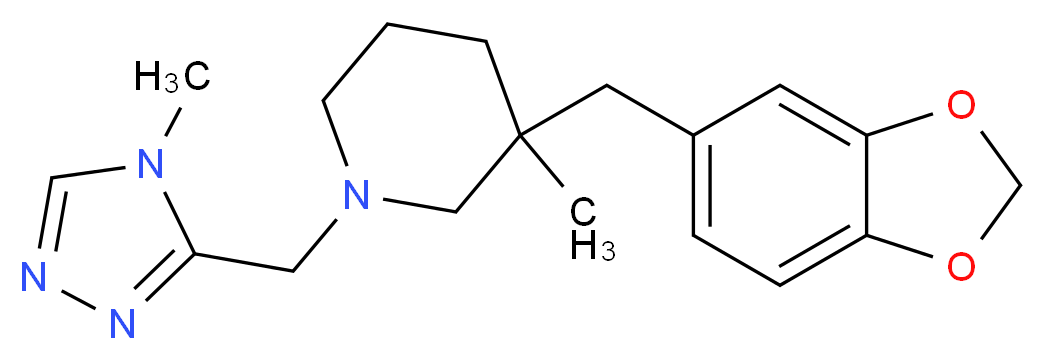 3-(1,3-benzodioxol-5-ylmethyl)-3-methyl-1-[(4-methyl-4H-1,2,4-triazol-3-yl)methyl]piperidine_分子结构_CAS_)