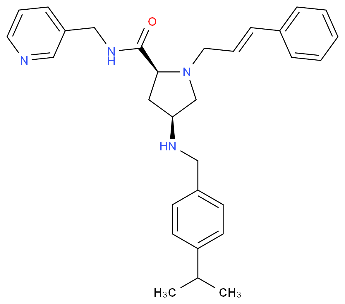 (4S)-4-[(4-isopropylbenzyl)amino]-1-[(2E)-3-phenyl-2-propen-1-yl]-N-(3-pyridinylmethyl)-L-prolinamide_分子结构_CAS_)