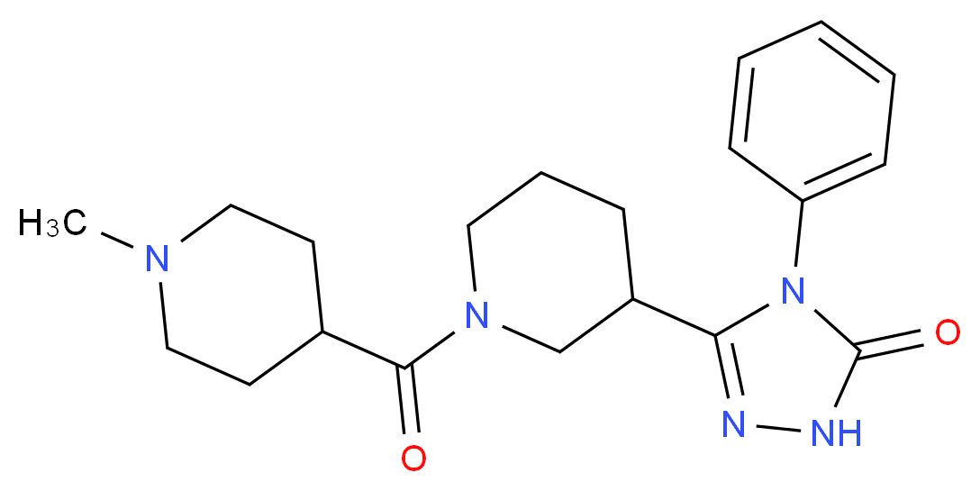 5-{1-[(1-methylpiperidin-4-yl)carbonyl]piperidin-3-yl}-4-phenyl-2,4-dihydro-3H-1,2,4-triazol-3-one_分子结构_CAS_)