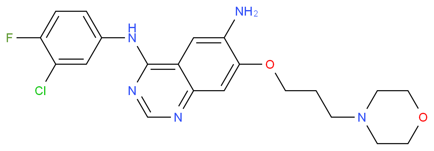 N4-(3-Chloro-4-fluorophenyl)-7-(3-morpholinopropoxy)quinazoline-4,6-diamine_分子结构_CAS_267243-68-5)