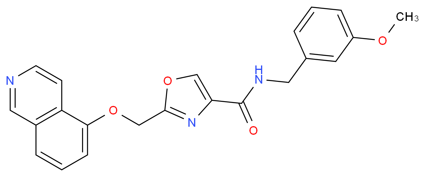 2-[(5-isoquinolinyloxy)methyl]-N-(3-methoxybenzyl)-1,3-oxazole-4-carboxamide_分子结构_CAS_)