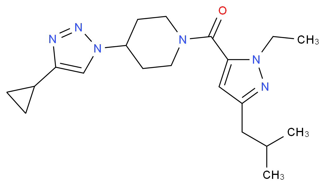 4-(4-cyclopropyl-1H-1,2,3-triazol-1-yl)-1-[(1-ethyl-3-isobutyl-1H-pyrazol-5-yl)carbonyl]piperidine_分子结构_CAS_)