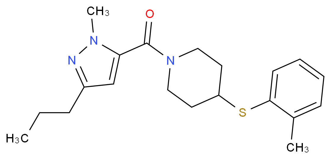 4-[(2-methylphenyl)thio]-1-[(1-methyl-3-propyl-1H-pyrazol-5-yl)carbonyl]piperidine_分子结构_CAS_)