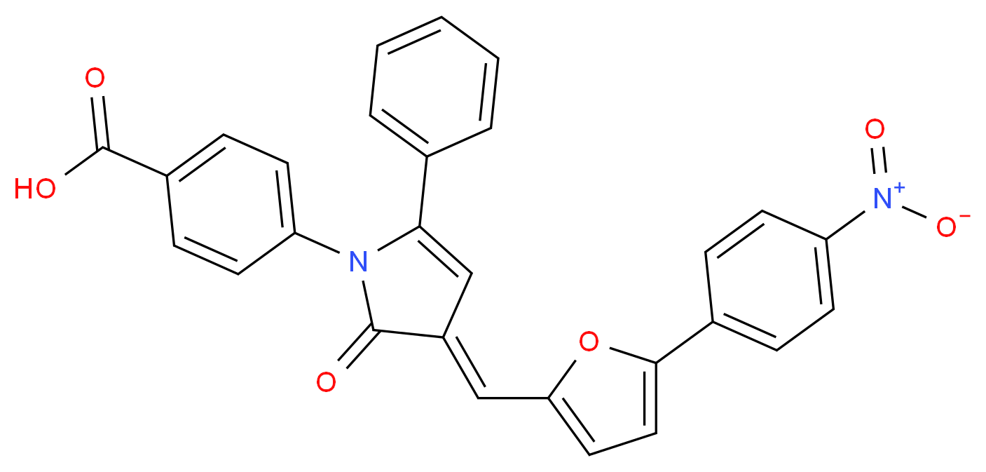 4-[(3E)-3-{[5-(4-nitrophenyl)furan-2-yl]methylidene}-2-oxo-5-phenyl-2,3-dihydro-1H-pyrrol-1-yl]benzoic acid_分子结构_CAS_328998-25-0