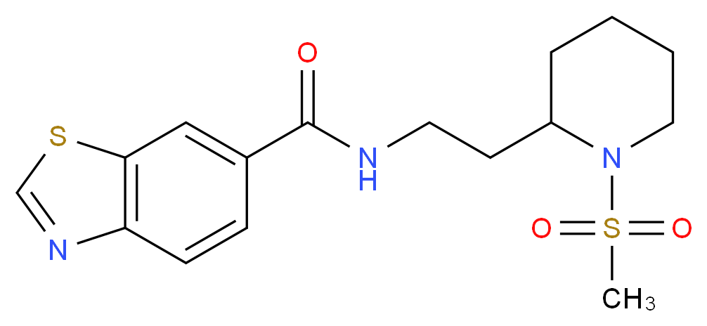 N-{2-[1-(methylsulfonyl)piperidin-2-yl]ethyl}-1,3-benzothiazole-6-carboxamide_分子结构_CAS_)