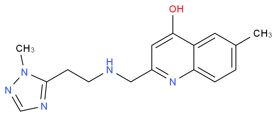 6-methyl-2-({[2-(1-methyl-1H-1,2,4-triazol-5-yl)ethyl]amino}methyl)quinolin-4-ol_分子结构_CAS_)