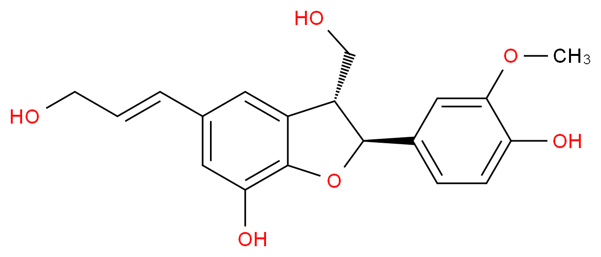 (2S,3R)-2-(4-hydroxy-3-methoxyphenyl)-3-(hydroxymethyl)-5-[(1E)-3-hydroxyprop-1-en-1-yl]-2,3-dihydro-1-benzofuran-7-ol_分子结构_CAS_155759-02-7