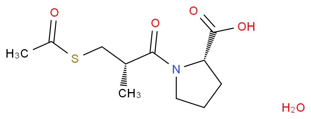 (2S)-1-[(2S)-3-(acetylsulfanyl)-2-methylpropanoyl]pyrrolidine-2-carboxylic acid hydrate_分子结构_CAS_64838-55-7