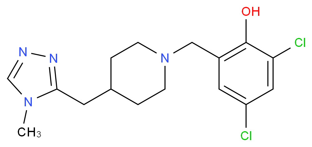 2,4-dichloro-6-({4-[(4-methyl-4H-1,2,4-triazol-3-yl)methyl]piperidin-1-yl}methyl)phenol_分子结构_CAS_)
