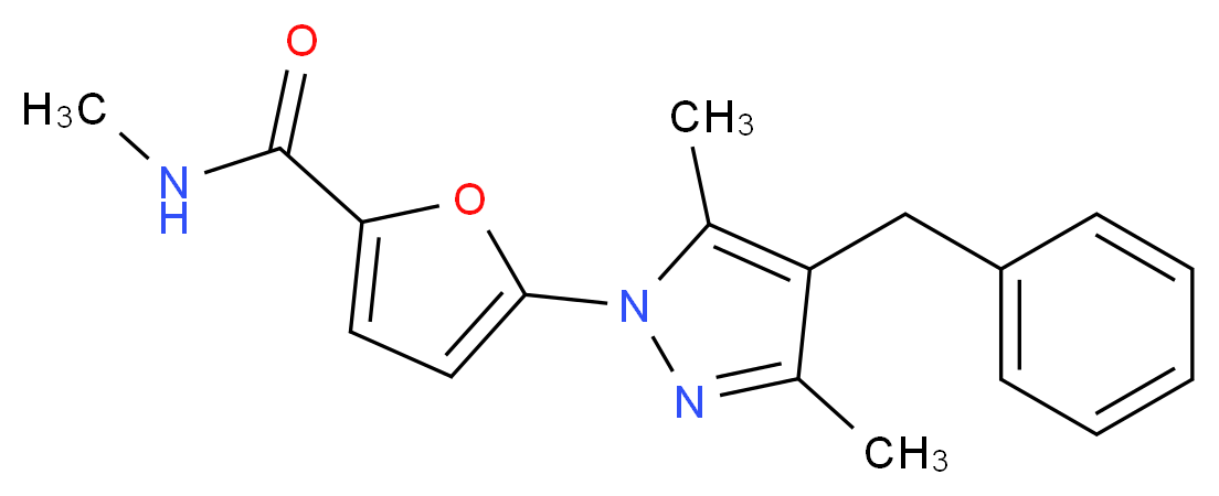5-(4-benzyl-3,5-dimethyl-1H-pyrazol-1-yl)-N-methyl-2-furamide_分子结构_CAS_)