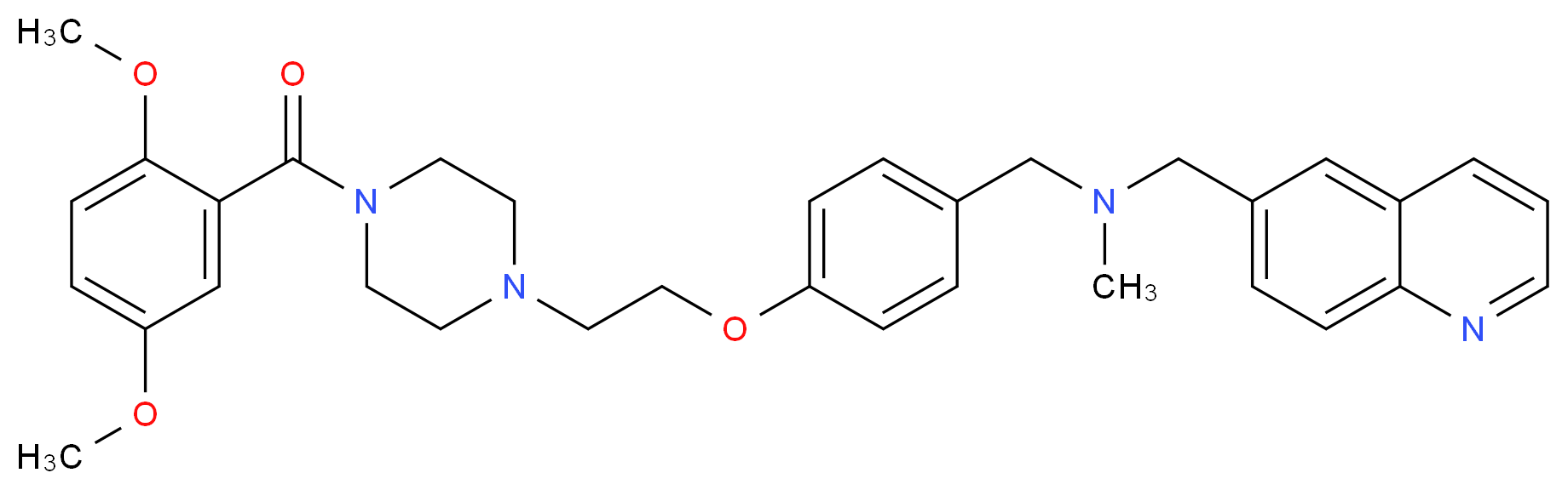 (4-{2-[4-(2,5-dimethoxybenzoyl)-1-piperazinyl]ethoxy}benzyl)methyl(6-quinolinylmethyl)amine_分子结构_CAS_)