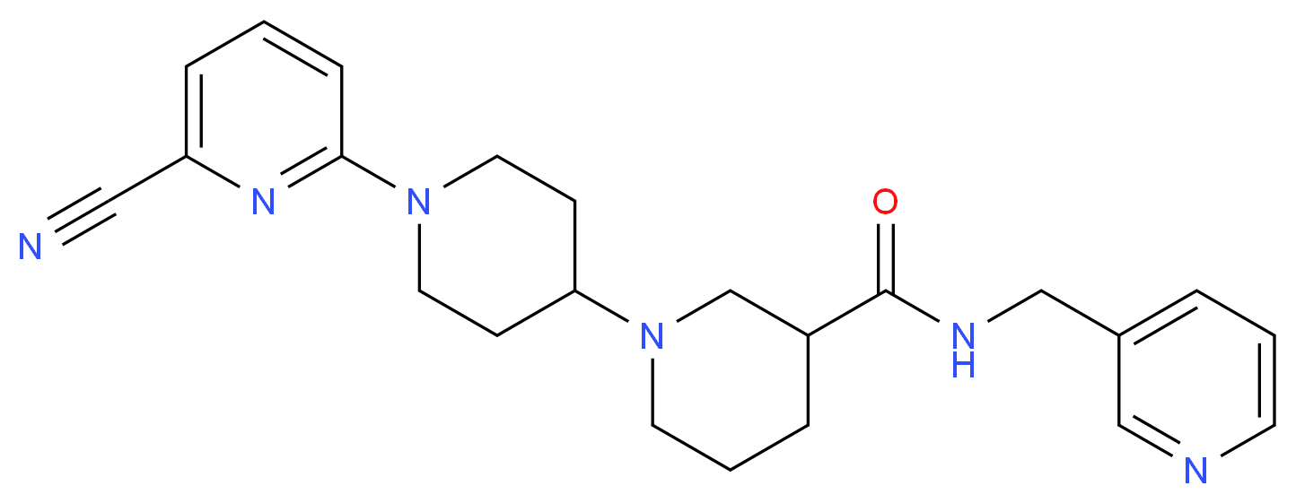 1'-(6-cyanopyridin-2-yl)-N-(pyridin-3-ylmethyl)-1,4'-bipiperidine-3-carboxamide_分子结构_CAS_)