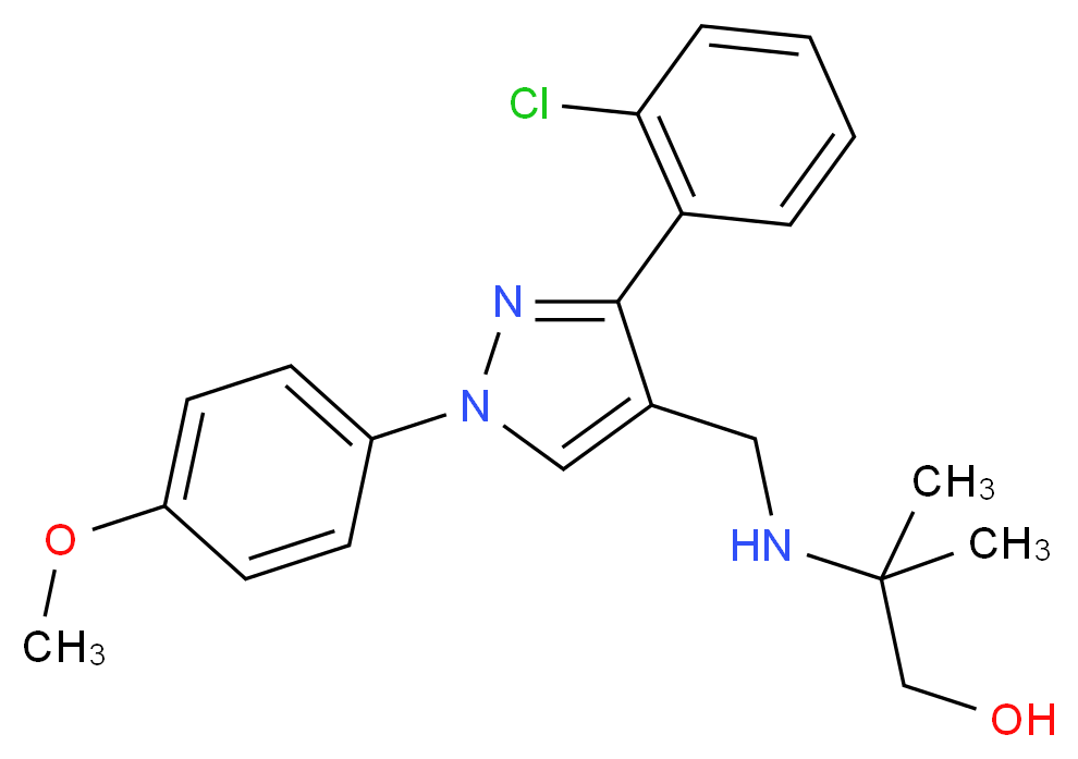 2-({[3-(2-chlorophenyl)-1-(4-methoxyphenyl)-1H-pyrazol-4-yl]methyl}amino)-2-methyl-1-propanol_分子结构_CAS_)