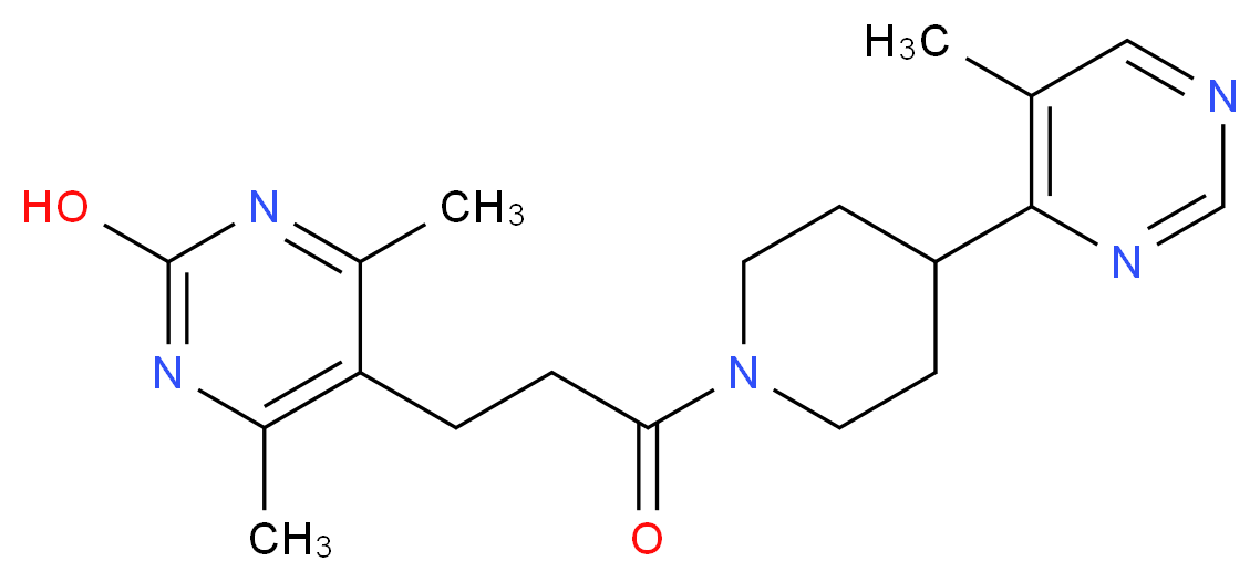 4,6-dimethyl-5-{3-[4-(5-methylpyrimidin-4-yl)piperidin-1-yl]-3-oxopropyl}pyrimidin-2-ol_分子结构_CAS_)