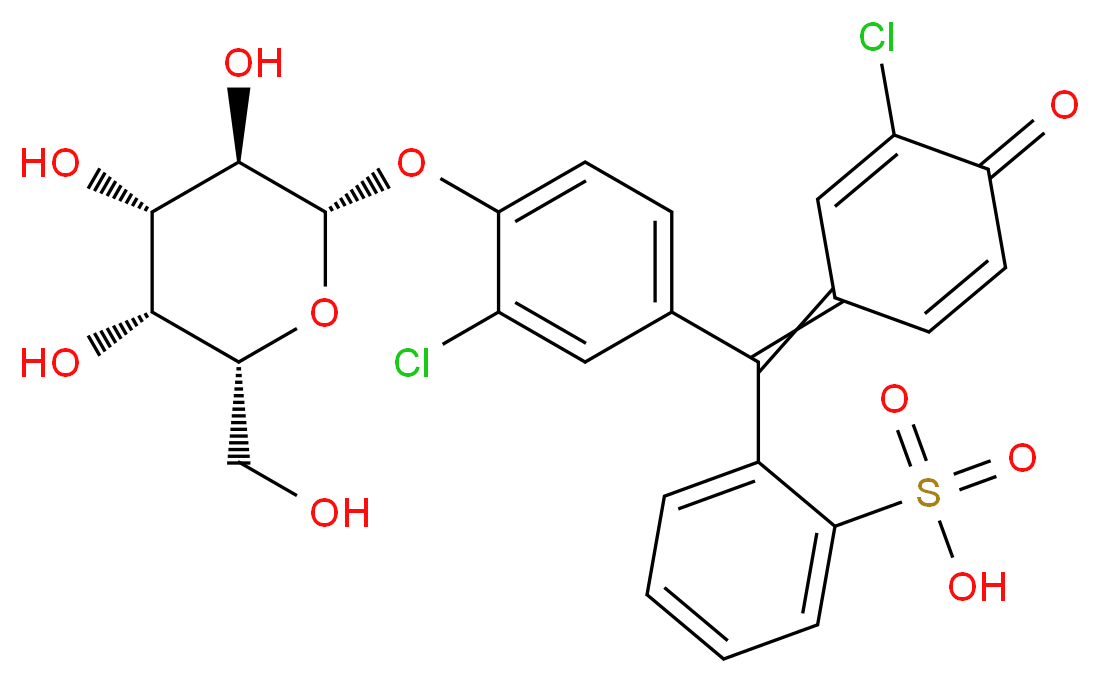 2-[(3-chloro-4-oxocyclohexa-2,5-dien-1-ylidene)(3-chloro-4-{[(2S,3R,4S,5R,6R)-3,4,5-trihydroxy-6-(hydroxymethyl)oxan-2-yl]oxy}phenyl)methyl]benzene-1-sulfonic acid_分子结构_CAS_99792-79-7