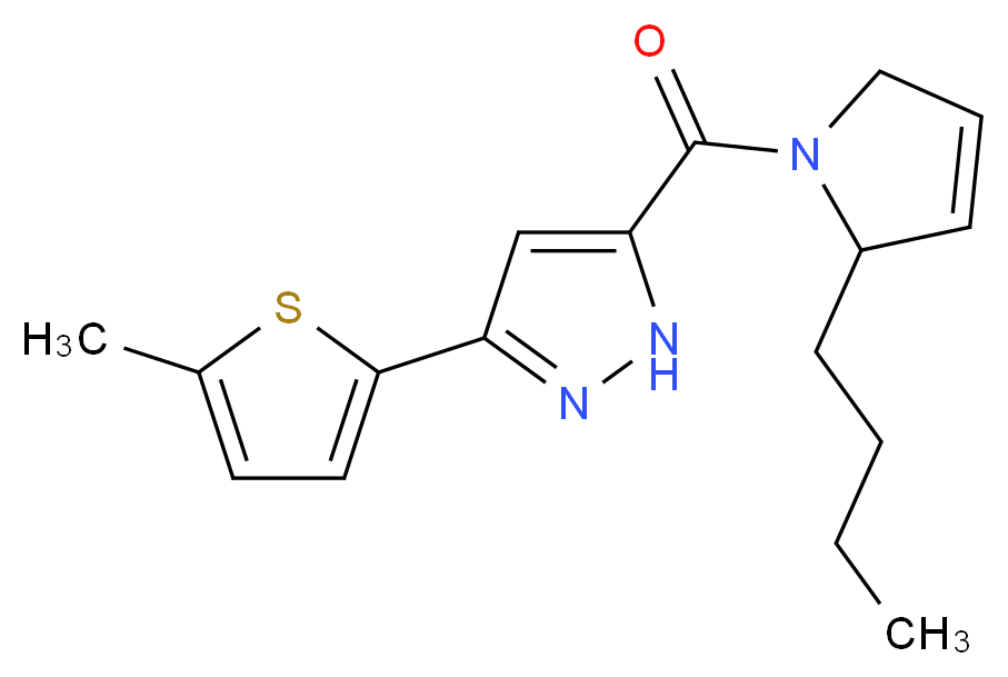 5-[(2-butyl-2,5-dihydro-1H-pyrrol-1-yl)carbonyl]-3-(5-methyl-2-thienyl)-1H-pyrazole_分子结构_CAS_)