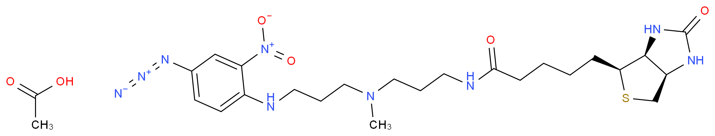 5-[(3aS,4S,6aR)-2-oxo-hexahydro-1H-thieno[3,4-d]imidazolidin-4-yl]-N-[3-({3-[(4-azido-2-nitrophenyl)amino]propyl}(methyl)amino)propyl]pentanamide; acetic acid_分子结构_CAS_96087-38-6