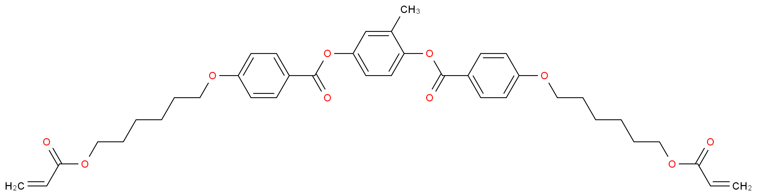 3-methyl-4-(4-{[6-(prop-2-enoyloxy)hexyl]oxy}benzoyloxy)phenyl 4-{[6-(prop-2-enoyloxy)hexyl]oxy}benzoate_分子结构_CAS_125248-71-7