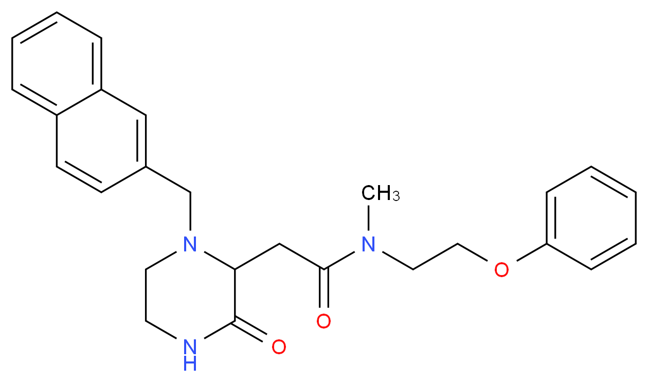 N-methyl-2-[1-(2-naphthylmethyl)-3-oxo-2-piperazinyl]-N-(2-phenoxyethyl)acetamide_分子结构_CAS_)