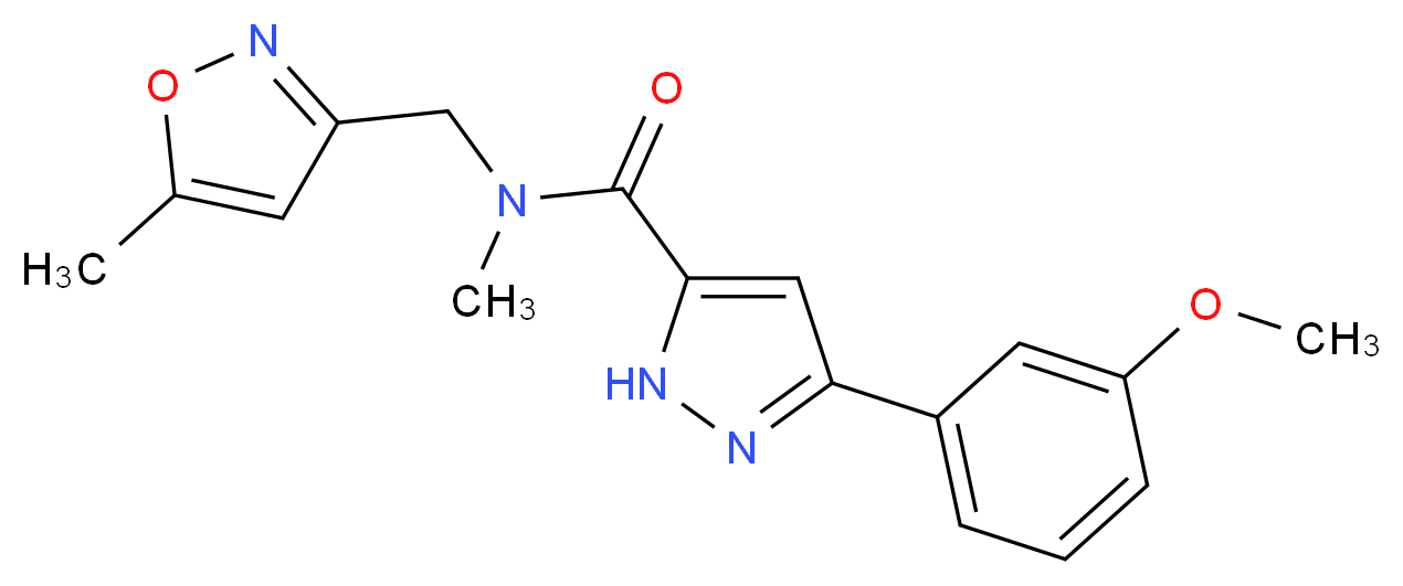 3-(3-methoxyphenyl)-N-methyl-N-[(5-methyl-3-isoxazolyl)methyl]-1H-pyrazole-5-carboxamide_分子结构_CAS_)
