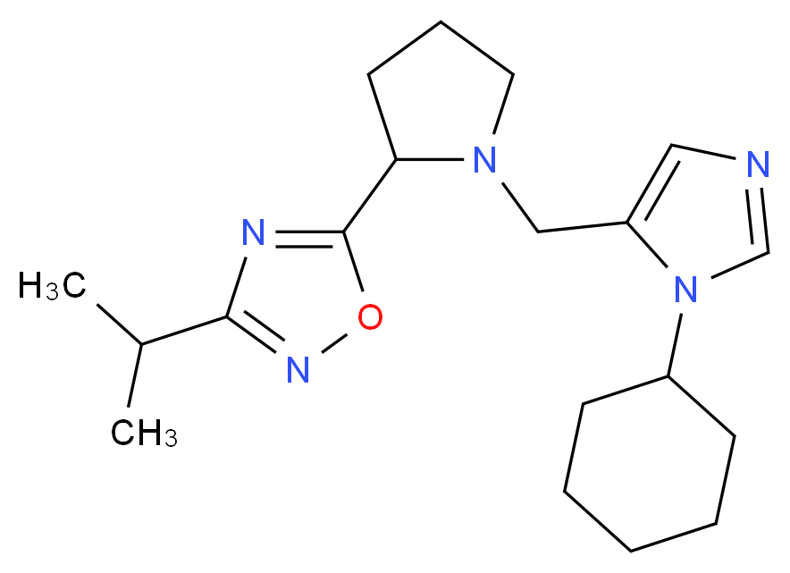 5-{1-[(1-cyclohexyl-1H-imidazol-5-yl)methyl]-2-pyrrolidinyl}-3-isopropyl-1,2,4-oxadiazole_分子结构_CAS_)