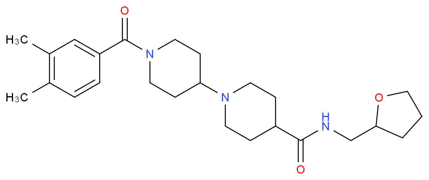 1'-(3,4-dimethylbenzoyl)-N-(tetrahydro-2-furanylmethyl)-1,4'-bipiperidine-4-carboxamide_分子结构_CAS_)