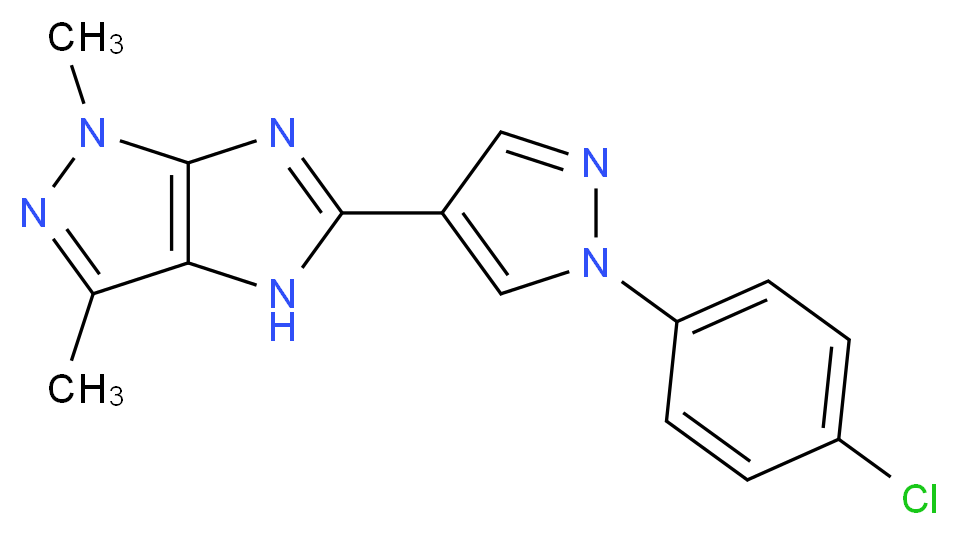 5-[1-(4-chlorophenyl)-1H-pyrazol-4-yl]-1,3-dimethyl-1,4-dihydroimidazo[4,5-c]pyrazole_分子结构_CAS_)