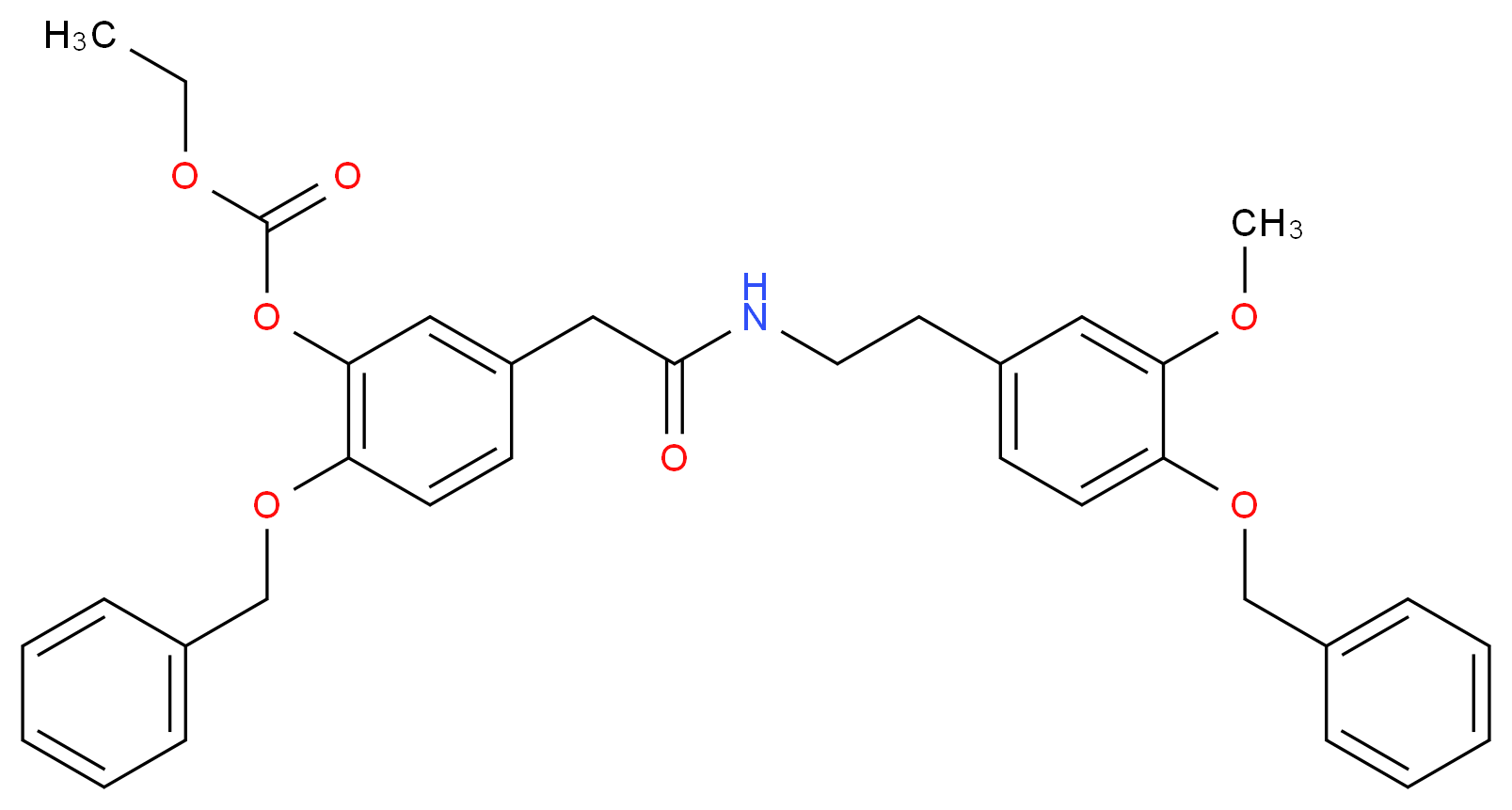N-2-(4-Benzyloxy-3-methoxyphenethyl)-4-benzyloxy-3-ethoxycarbonyloxyphenylacetamide_分子结构_CAS_62744-13-2)