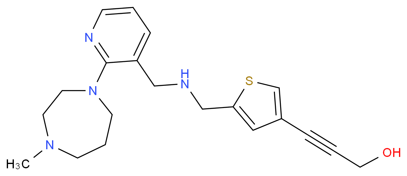 3-{5-[({[2-(4-methyl-1,4-diazepan-1-yl)-3-pyridinyl]methyl}amino)methyl]-3-thienyl}-2-propyn-1-ol_分子结构_CAS_)