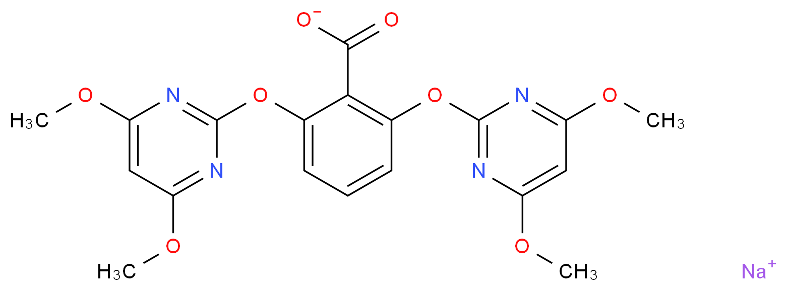 sodium 2,6-bis[(4,6-dimethoxypyrimidin-2-yl)oxy]benzoate_分子结构_CAS_125401-92-5