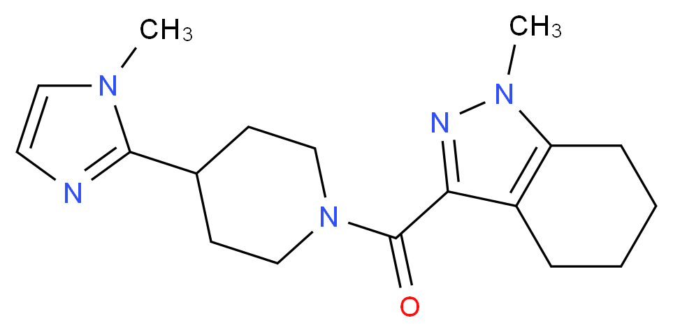 1-methyl-3-{[4-(1-methyl-1H-imidazol-2-yl)-1-piperidinyl]carbonyl}-4,5,6,7-tetrahydro-1H-indazole_分子结构_CAS_)