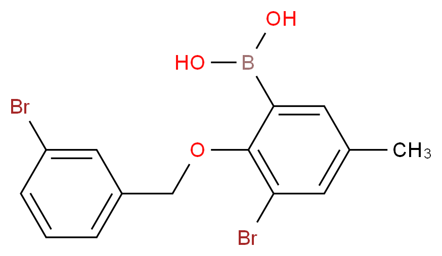 {3-bromo-2-[(3-bromophenyl)methoxy]-5-methylphenyl}boronic acid_分子结构_CAS_849052-16-0