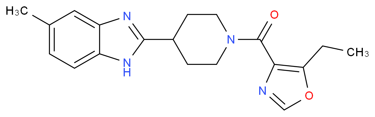 2-{1-[(5-ethyl-1,3-oxazol-4-yl)carbonyl]-4-piperidinyl}-5-methyl-1H-benzimidazole_分子结构_CAS_)
